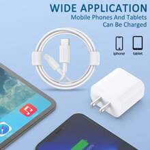 Adaptador de Cargador R\u00e1pido de 20W y Cable USB de 6FT para Apple iPhone 14 13 12 11 X - Adaptador de corriente + Cable - Ver 4
