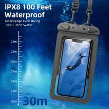 FONKEN 1個白色通用雙鉤防水袋水下透明手機盒觸屏干袋,配有頸掛繩,適用於6.7英寸以下的手機