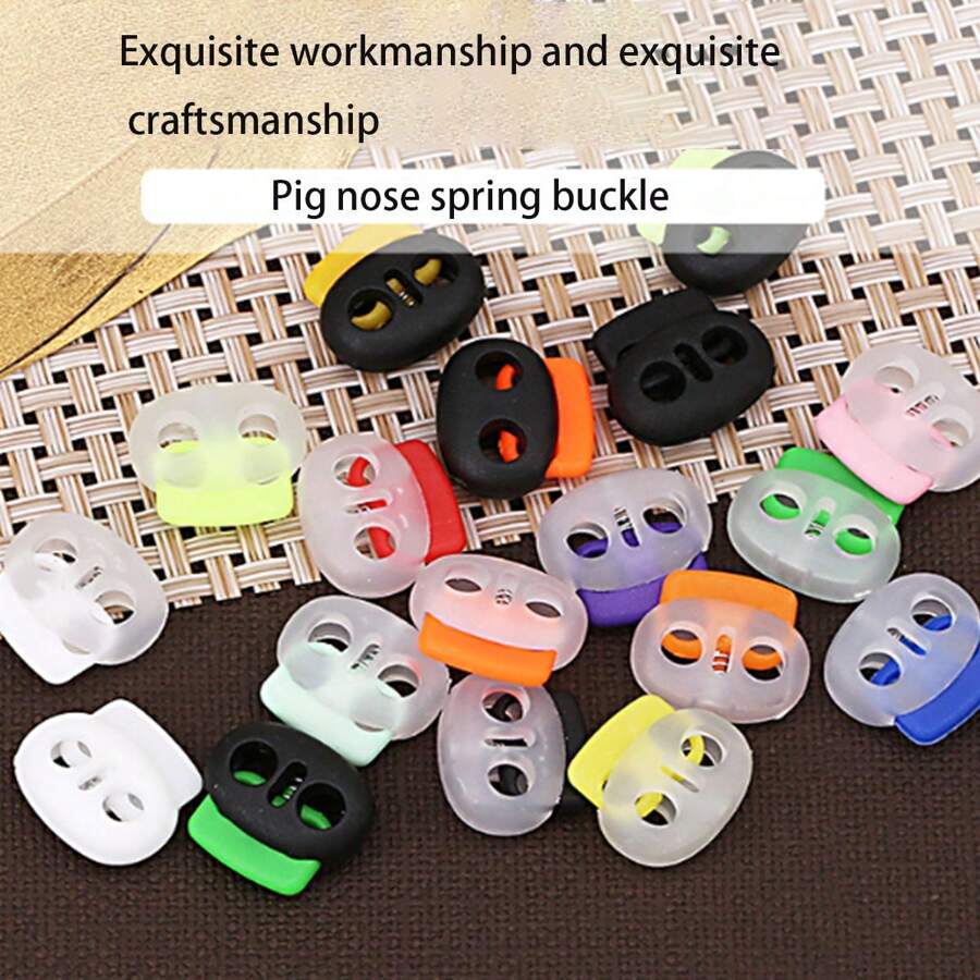 30入組彩色雙孔豬鼻扣塑料彈簧扣鬆緊繩調節器繩子止搖器鬆弛鞋帶鎖 - 彩色 - 查看 1