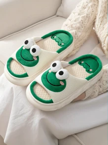 加厚EVA女拖鞋，柔軟輕便情侶卡通可愛家居拖鞋，適用於夏天 - 綠色 - 查看 1