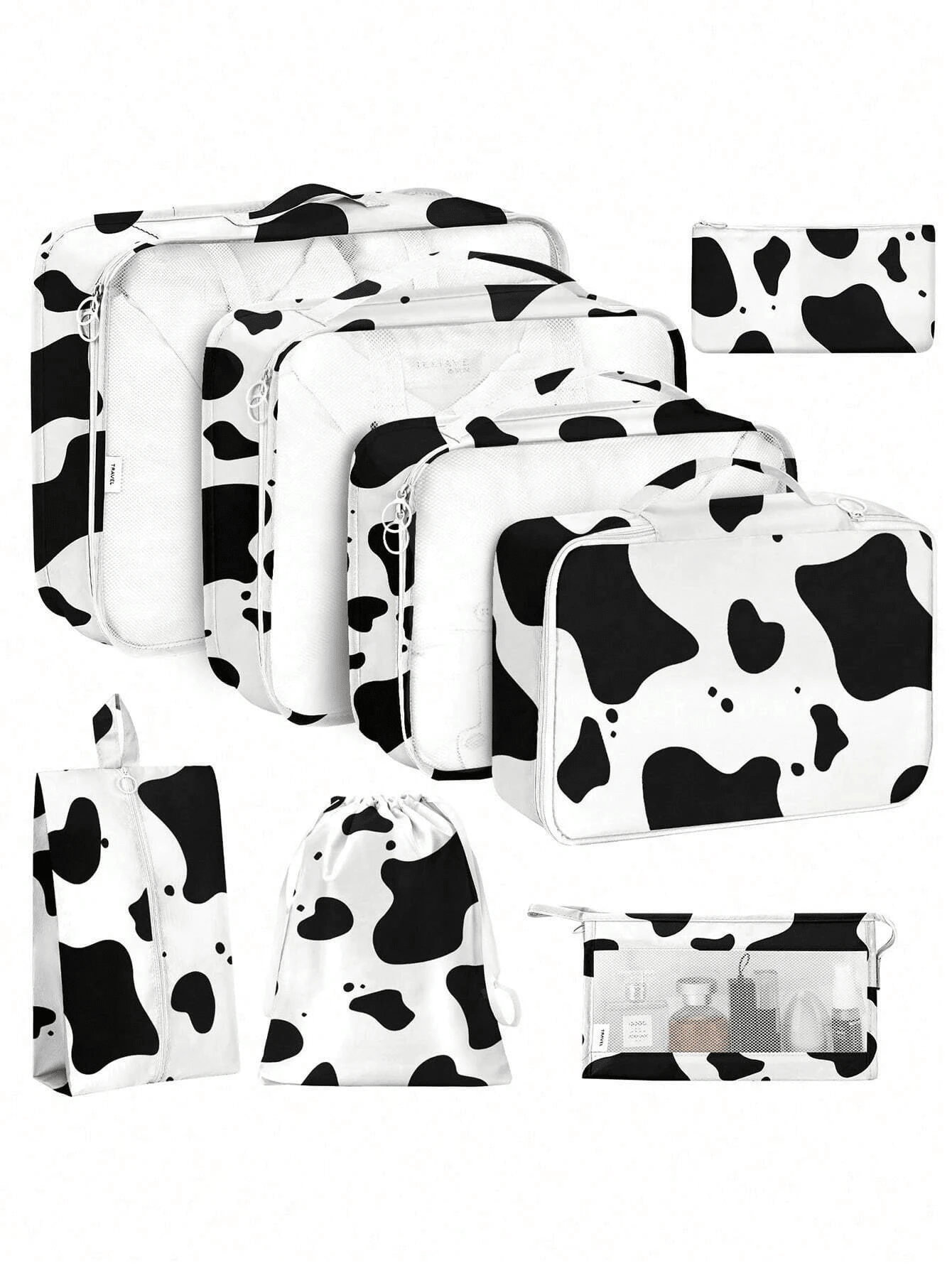 8 件便携式旅行收纳袋套装 - 轻松整理您的衣服、鞋子和内衣 - 非常适合行李箱和手提箱包装标语图形旅行收纳袋便携式带鞋洗漱用品和洗衣袋学校用品学校用品大学宿舍房间装饰卧室装饰宿舍必需品学生老师收纳袋衣物收纳衣物整理器旅行袋套装旅行整理器套装旅行必需品返校用品