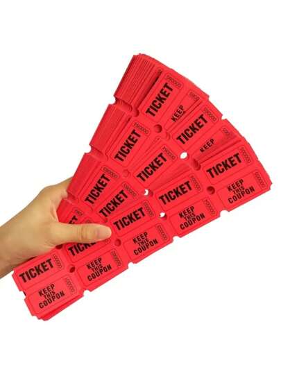500 Stück rote Tombola-Tickets mit identischen Nummern, geeignet für Aktivitäten wie Tickets, Eintrittskarten, Klassenbelohnungen, Spendenaktionen und Preise
