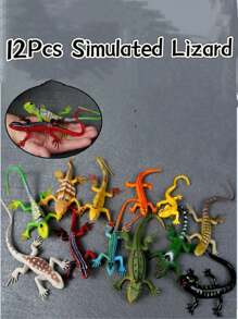 12pcs Soft Rubber Lizard Model Toys, Colorful Painted Lizard & Gecko Simulation Animal Model - Multicolor - View 3