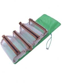 Roll Up Makeup Bag, 4-In-1 Foldable Toiletry Bag For Travel, Removable Storage Bag, Travel Cosmetic Bag, Foldable Makeup Organizer, Portable Versatile Toiletry Wash Bag - Green - View 5
