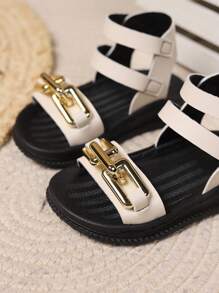 1 Paar Kinder Ledersandalen aus Kunstleder mit weicher Sohle, offene Zehenpartie, Stil, geeignet für den Sommer