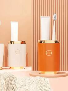 1個輕奢旅行洗漱杯牙刷收納盒家庭牙刷牙膏牙刷盒口腔漱口杯便攜 - 橘色 - 查看 3