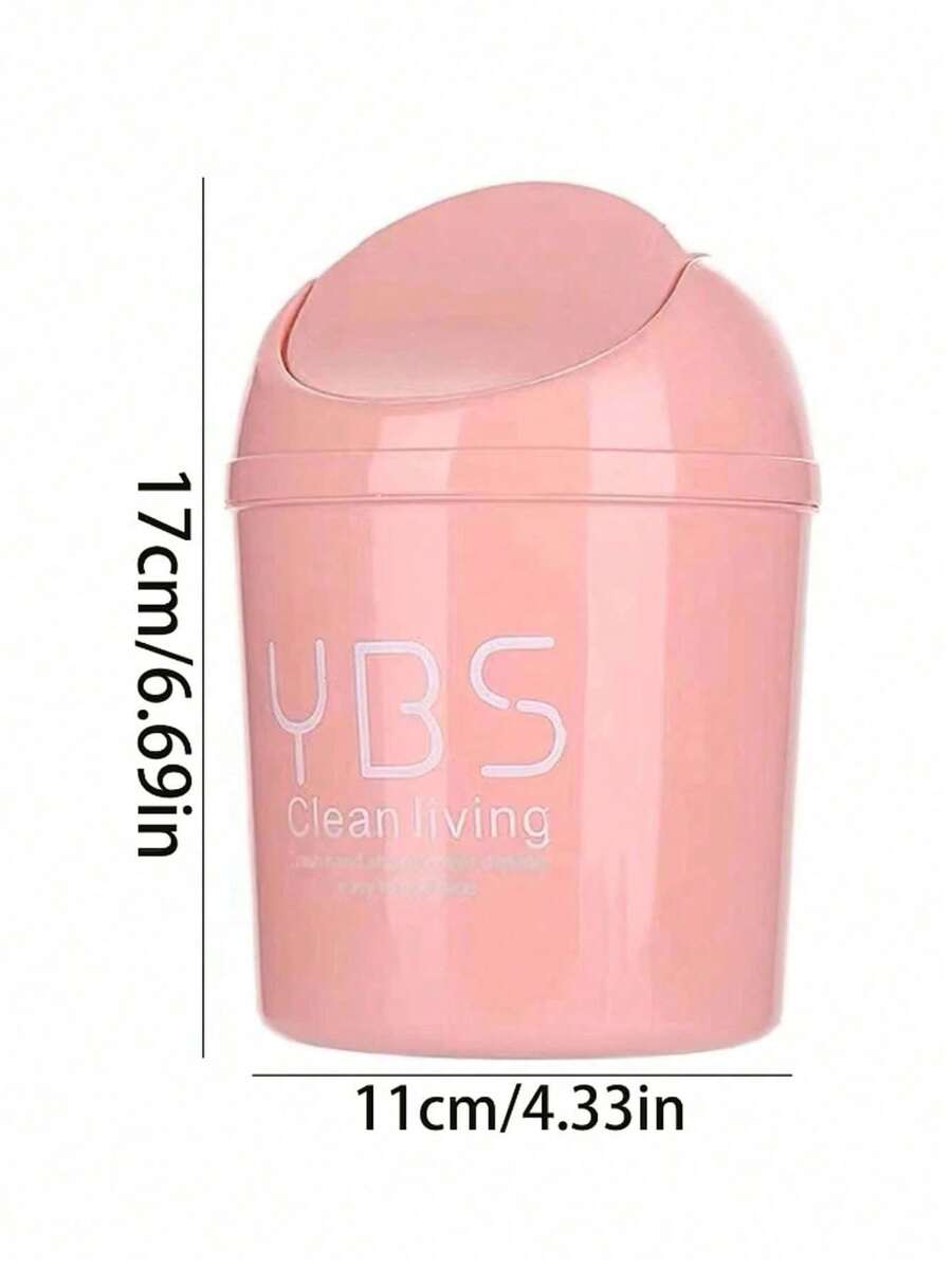 1pc Mini Desk Bin With Lid Plastic Desktop Organizer Small Trash Can