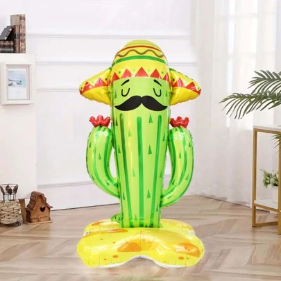 1pc 61-Inch Large Cactus Shaped Base Aluminum Foil Balloon - Perfect For Hawaiian Style Weddings, Summer Beach Birthday Party Decorations And Hawaii Themed Party Supplies,Christmas