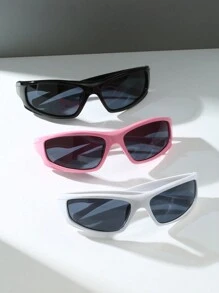 Gafas de moda de estilo deportivo Y2K con marco de PC envuelto en múltiples colores, adecuadas para actividades al aire libre, fiestas, conducir, festivales de música, accesorios para sombra de la calle, accesorios de playa para mujeres, para verano, vacaciones en la playa, exterior, viajes - Multicolor - Ver 9