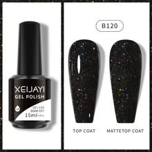 XEIJAYI 1支15ML啞光棕色系半永久性UV凝膠指甲油，秋冬指甲藝術凝膠美甲 - 黑色 - 查看 4