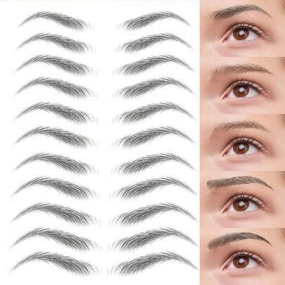 6D Eyebrow Tattoo Stickers, Quick Makeup Disposable Eye Temporary Tattoo Suitable For Slouchy Person, Waterproof Sweatproof, Party Prom Dress Up Makeup Temporary Tattoos
