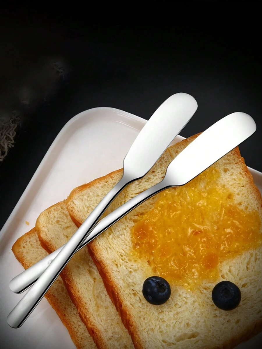 2PCS Stainless Steel Butter Knife, Butter Knife, Jam Knife, Butter Spatula, Jelly Applicator, Cake Decoration Tool, Heating Butter Applicator, Cheese Blade, Melting Butter Applicator, Butter Curler, Cheese And Cheese Knife, Cream Dessert Knife, Salad Dressing Applicator,Kitchen,Christmas Gift Back To School