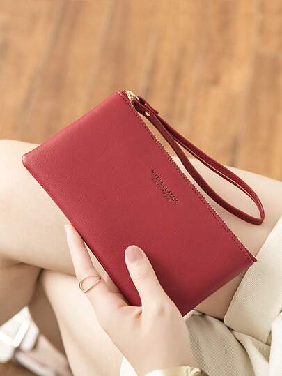 MIYIN 레터 패턴 폰 월렛, 카드 슬롯이 있는 여성 패션 지퍼 월렛, 미니멀리스트 솔리드 컬러 인조 가죽 슈퍼 씬 월렛, 가벼운 모던 비즈니스 신용 카드 ID 현금 월렛, 비즈니스 캐주얼, 스승의 날 선물, 직장, 통근, 여행, 휴일, 사무실, 기념일, 커플, 생일 선물, 발렌타인 데이, 여성 선물, 여성 전문가를 위한 선물, (레드) 여성 월렛, 핸드백, 롱 월렛, 손목 지갑