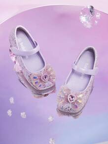 Balabala Bé Gái Nơ Dễ Thương Thời Trang Đính Hạt Cườm Công Chúa Xuân Thu Đế Mềm Chống Trơn Trượt Thoải Mái Trẻ Em Flat Màu Hồng - Hồng - Xem 2