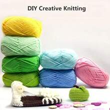 4pcs/Lot 5-Thread Yarn For Diy Baby Scarf, Sweater, Knitting Work, Doll, Bag, Thick Yarn Ball 50g - Blue and White - View 3