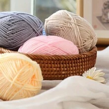 4pcs/Lot 5-Thread Yarn For Diy Baby Scarf, Sweater, Knitting Work, Doll, Bag, Thick Yarn Ball 50g - Blue and White - View 4