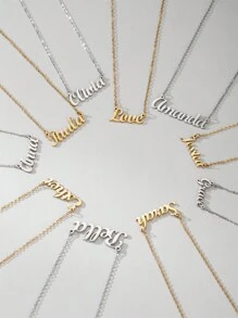 1 Peça Pingente Colar De Aço Inoxidável Dourado E Prateado Com Letra Em Inglês, Colar Fashion Simples E Versátil Para Homens E Mulheres(no Máximo 1 Nome Em Inglês)