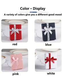 1個附有蝴蝶結的珠寶禮品盒,可裝配項鍊,戒指和其他配件,紙質材料 - 紅色 - 查看 4