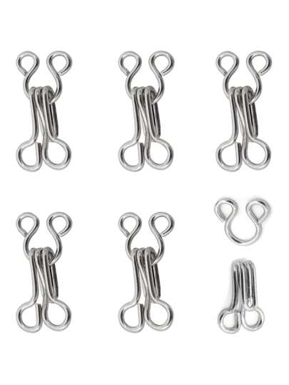 50入套裝-17mm銀色金屬衣服掛扣縫紉掛勾和扣子,適用於內衣和服裝縫製(銀色)