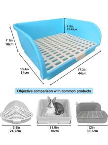 Extra Large Rabbit Cat Litter Box With Detachable Grid, Easy To Clean, Suitable For Adult Guinea Pigs, Ferrets, Rabbits Toilets - Blue - View 4