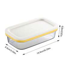 1入組2合1奶油切片器保鮮盒奶油容器收納盒帶蓋(17*10*7.5cm) 露營 - 透明+白色+黃色 - 查看 8