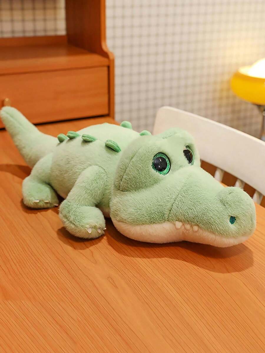 綠色鱷魚毛絨玩具 - 可愛的38cm填充動物,有大眼睛,柔軟舒適,適合擁抱和展示,超級柔軟可愛的娃娃,做工精細 - 綠色 - 查看 1
