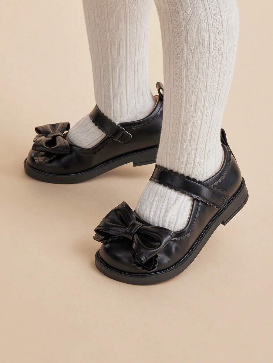 Balabala 女童春秋季可愛蝴蝶結圓頭鞋,透氣甜美公主鞋黑色 - 黑色 - 查看 1