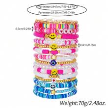 16入組波希米亞風格多彩柔軟陶瓷彈性手鍊套裝,隨機顏色 - 彩色 - 查看 2
