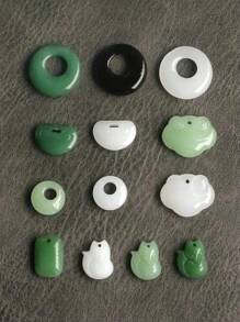 20入組/袋13*19mm深綠色玉石吊墜項鍊,耳環diy珠寶製作配件 - 13*19mm深玉色長方 - 查看 3