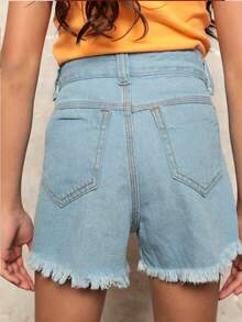 Tween Girls Denim Shorts - 淺色水洗藍 - 查看 3