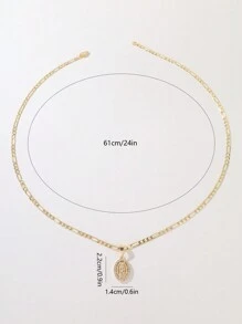 1入時尚簡約閃亮銅質聖母項鍊,適合作為禮物、情侶、朋友、摯友；適合日常、節日穿戴和 - 金黃色 - 查看 5