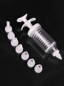 9pcs Cream Icing Piping Syringe, Pastry Bag With Nozzles Set, Plastic Baking Tool With Injection Decorating Machine For Cookies Cake Desserts - White - View 10