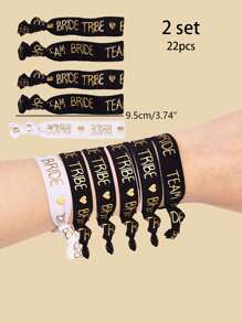 1 bộ/11 chiếc hoặc 2 bộ/22 chiếc vòng tay tiệc độc thân cho cô dâu - Vòng tay dệt có thể điều chỉnh với chữ 'Cô dâu' và kim tuyến đen-vàng, Giáng sinh - Đen và trắng - Xem 4