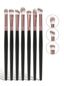 7件套专业眼部化妆刷套装，包括眼影刷、晕染刷、化妆工具，采用柔软纤维材质，便于携带旅行，还包括眉刷、眼影刷等。 - 黑色 - 查看 5