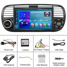 2+64G Android13, 7" HD Tempered Glass Rearview Mirror Car GPS Radio Player Black For Fiat 500 2007-2015 With Carplay Android Auto Mirror Link - Black - View 11