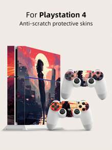 1set Self-Adhesive Sticker For Game Console With Silhouette Of A Man And A Girl Under Sunset, Can Be Used For Scratch Protection And Decoration - Multicolor - View 5