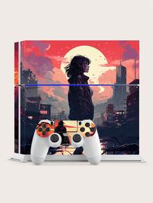 1set Self-Adhesive Sticker For Game Console With Silhouette Of A Man And A Girl Under Sunset, Can Be Used For Scratch Protection And Decoration - Multicolor - View 2