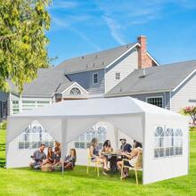 FCH 10'X20' Outdoor Party Tent With 4/6 Removable Sidewalls, Waterproof Canopy Patio Wedding Gazebo, White - White - View 3