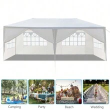 FCH 10'X20' Outdoor Party Tent With 4/6 Removable Sidewalls, Waterproof Canopy Patio Wedding Gazebo, White - White - View 5