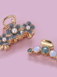 3 件花朵、仿珍珠和油滴发夹优雅发夹发夹发夹发夹秋冬发夹发饰女士度假装女士