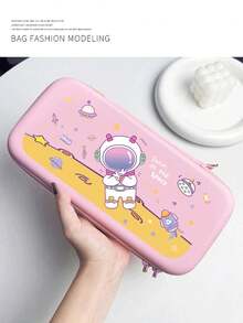 1pc Cartoon Style Pink & Purple Game Carrying Case Compatible With Switch & Switch Oled & Lite Console With Protective Cover, Portable Travel Bag - Pink - View 1