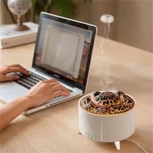 1 Pieza Humidificador Bestia, Difusor De Aroma De Llama Volcánica Para Hogar, Oficina Y Viajes - Veta de madera clara con bluetooth. - Ver 7