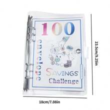 1pc 100-Day Money Saving Notebook With Binder Clips, Budgeting Sheets And 100 Envelopes For Savings Challenge - Clear - View 2