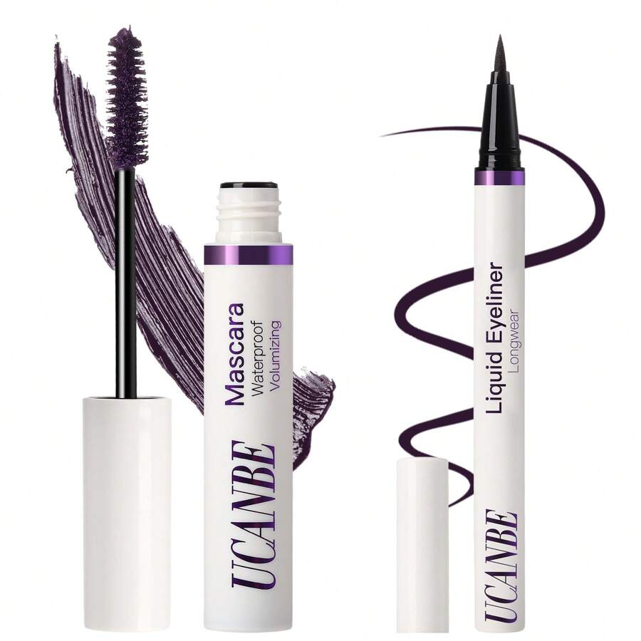 UCANBE Colored Mascara And Liquid Eyeliner Set, Waterproof Eye Makeup