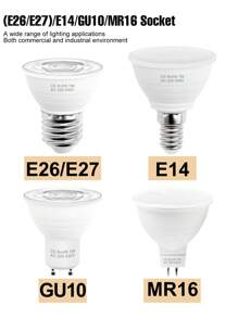 CanLing 7瓦LED灯泡，GU10射灯，日光色，220伏，室内E27/E26嵌入式灯，适用于卧室、客厅、办公室、浴室、厨房等明亮场所；E14蜡烛灯泡，5瓦护眼家居装饰照明，6/12颗LED灯珠，冷白光 - Cool White - 查看 4