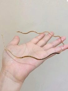 1 pieza Aro metálico ondulado para el cabello, diadema de mujer simple y versátil para lavarse la cara, diadema de metal sólido para maquillaje, máscara, diadema, diadema, aro para el cabello
