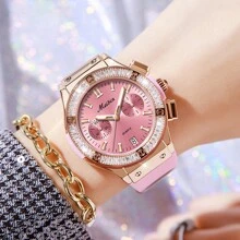 1 Stück Frauen Fashionable Elegant Wasserdichte Runde Quarz-uhr Mit Kalender Und Multifunktionalen Eigenschaften Einschließlich Leuchtender Elemente. Geeignet Für Die Tägliche Dekoration. M1718