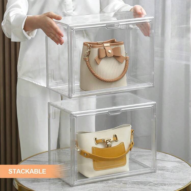 1pc 磁気アクリル透明防塵収納ボックス高級ハンドバッグぬいぐるみ