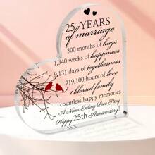 1 件结婚 25 周年礼物 - 透明心形亚克力牌匾 - 结婚 25 周年礼物 - 精致美丽的结婚周年纪念礼物，适合送给妻子、丈夫、男朋友、女朋友 - 情人节礼物，适合送给妈妈、爸爸，女儿、儿子 - 结婚纪念品礼物，适合送给妻子、丈夫 - 25 周年纪念礼物 - 25 周年纪念礼物装饰礼物，适合送给她的礼物 - 浪漫礼物，适合送给女朋友、男朋友 - 情人节礼物 - 彩色 - 查看 1