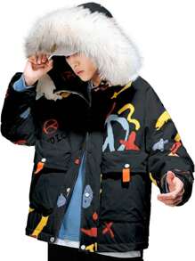 Shendy Vendy Premium Unisex Plush Winter Jacket - 黑色 - 查看 1